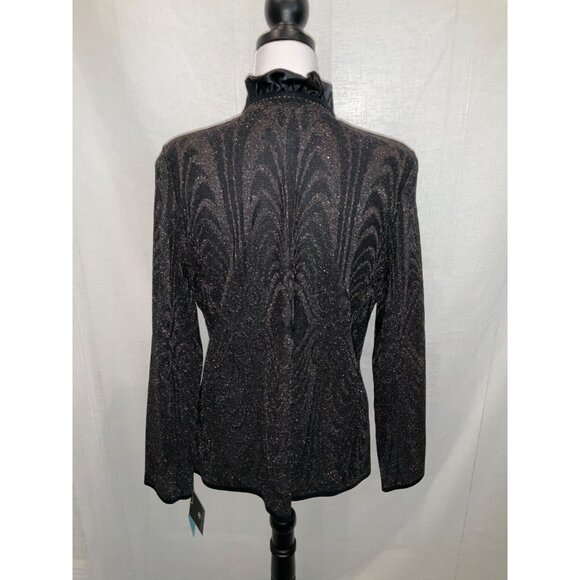 Ming Wang Metallic Ruffled Cardigan Jacket Small Black animal print - Picture 4 of 5